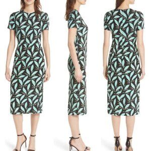 Diane Von Furstenberg Mason Black Leaf Print Shift Dress - Size 6